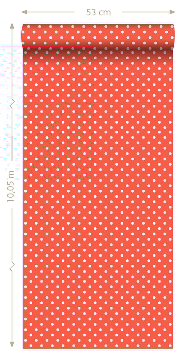 ESTAhome tapet prickar korallrött 53 cm x 10,05 m