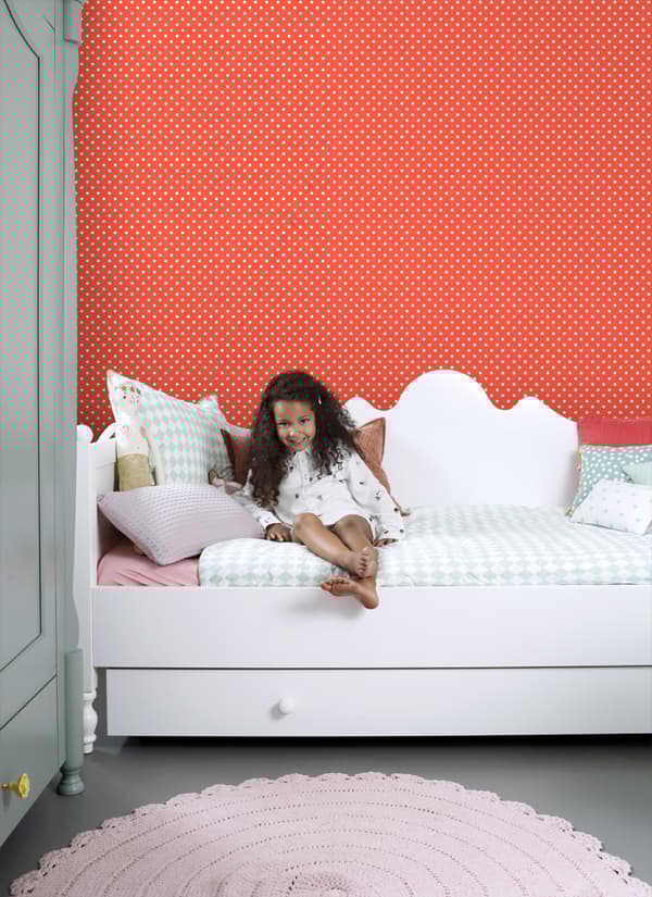 ESTAhome tapet prickar korallrött 53 cm x 10,05 m