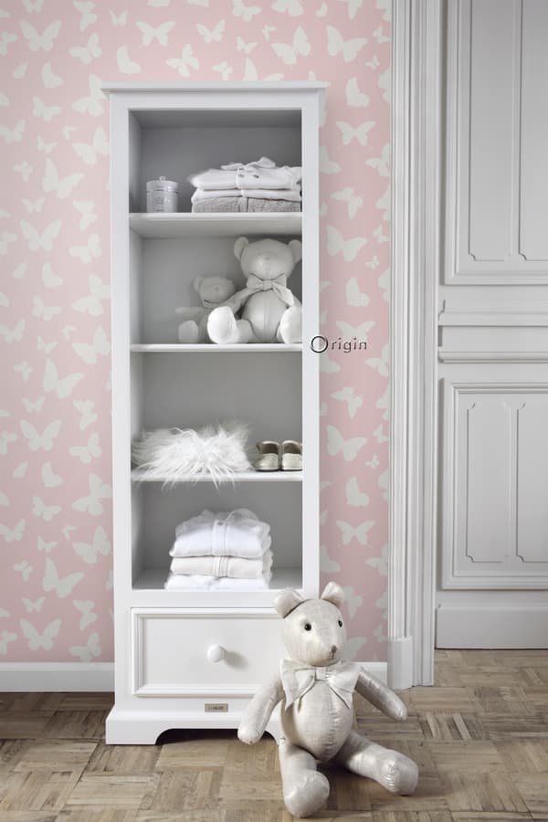 Origin Wallcoverings tapet fjärilar glänsande rosa och vitt 0,53 x 10,05 m
