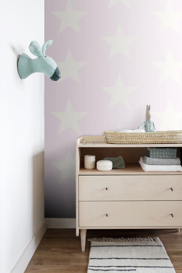 Origin Wallcoverings tapet stjerner skinnende rosa og hvidt 53 cm x 10,05 m