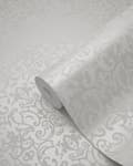Miniatyrbillede 8 af 8: Origin Wallcoverings tapet ornament hvidt og lysegråt 53 cm x 10,05 m