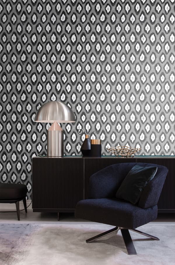 Origin Wallcoverings tapet Ikat svart och vitt 53 cm x 10,05 m