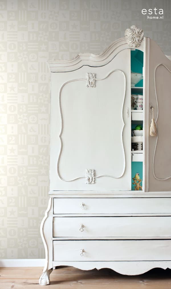 ESTAhome tapet klossar glänsande vitt 53 cm x 10,05 m