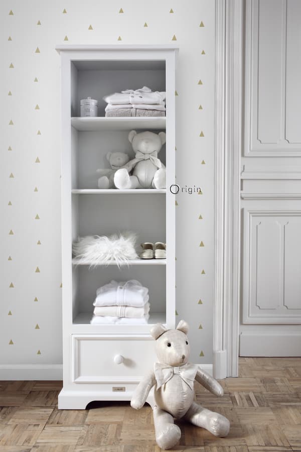Origin Wallcoverings tapet grafiske trekanter hvidt og guld 0,53 x 10,05 m