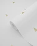 Miniatyrbillede 6 af 7: Origin Wallcoverings tapet grafiske trekanter hvidt og guld 0,53 x 10,05 m