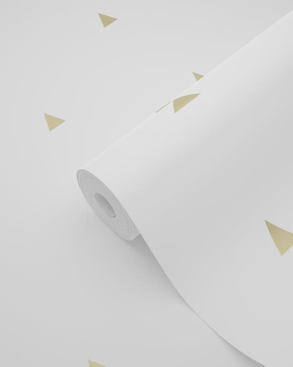 Origin Wallcoverings tapet grafiske trekanter hvidt og guld 0,53 x 10,05 m