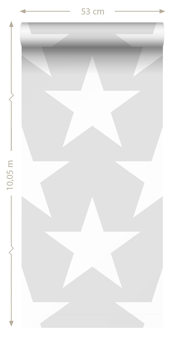 Sanders & Sanders tapet stjärnor ljusgrått - 935257 - 53 cm x 10,05 m