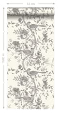 Miniatyrbild 8 av 8: Origin Wallcoverings tapet fågelgravyr benvitt och grått 53 cm x 10,05 m