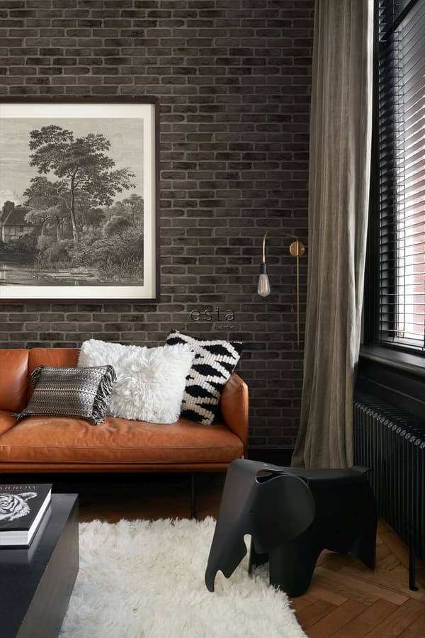 ESTAhome tapet tegelvägg mörkbrunt 0,53 x 10,05 m