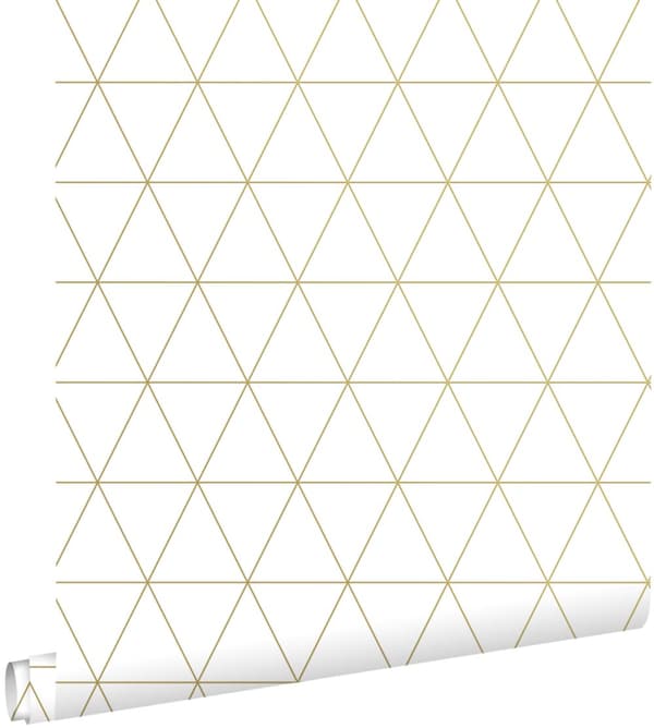 ESTAhome tapet grafiske trekanter hvidt og guld 0,53 x 10,05 m