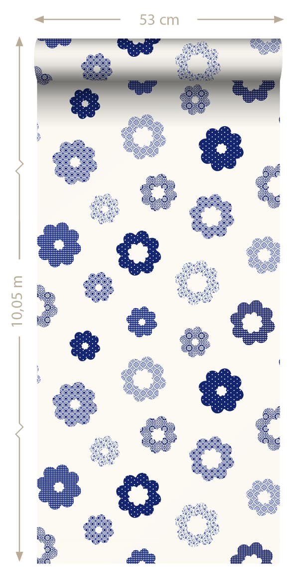 Sanders & Sanders tapet spetsblommor blått - 935228 - 53 cm x 10,05 m