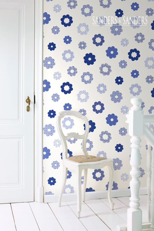 Sanders & Sanders tapet spetsblommor blått - 935228 - 53 cm x 10,05 m
