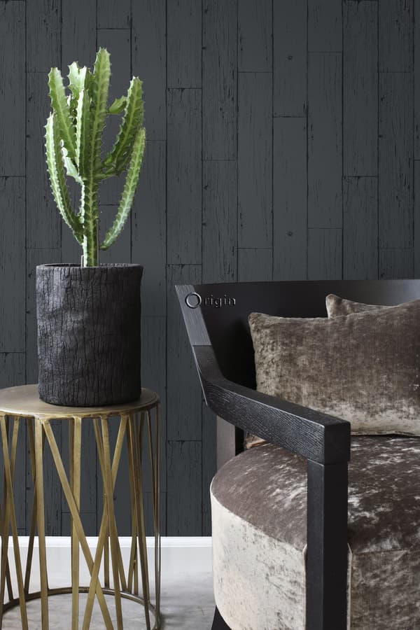 Origin Wallcoverings tapet slitna träplankor antracitgrått 53 cm x 10,05 m