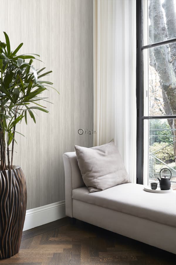 Origin Wallcoverings tapet striber skinnende lysebrunt 53 cm x 10,05 m