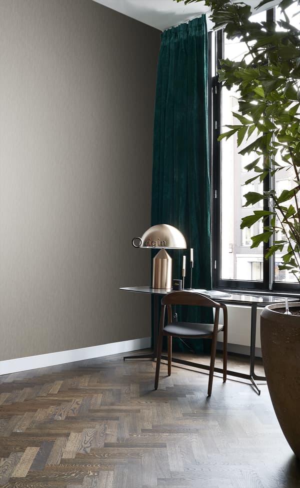 Origin Wallcoverings tapet ensfarvet linnedstruktur skinnende brunt 53 cm x 10,05 m