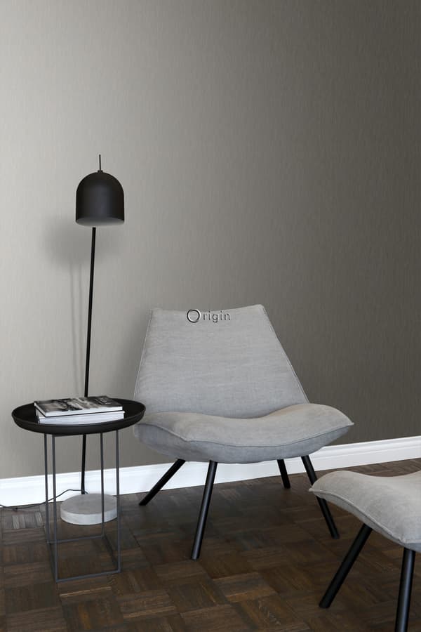 Origin Wallcoverings tapet ensfarvet linnedstruktur skinnende brunt 53 cm x 10,05 m