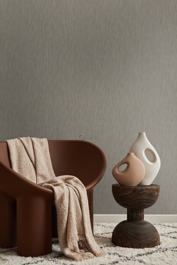 Origin Wallcoverings tapet ensfarvet linnedstruktur skinnende brunt 53 cm x 10,05 m