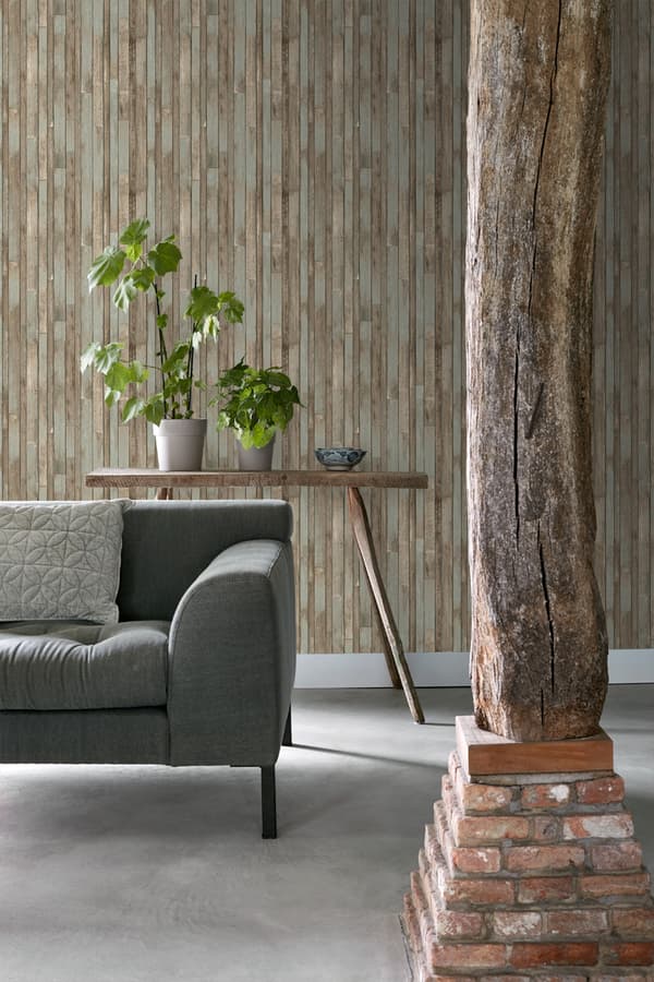 ESTAhome tapet træstumper gråblåt 53 cm x 10,05 m