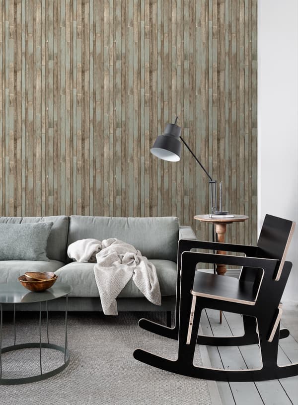 ESTAhome tapet træstumper gråblåt 53 cm x 10,05 m