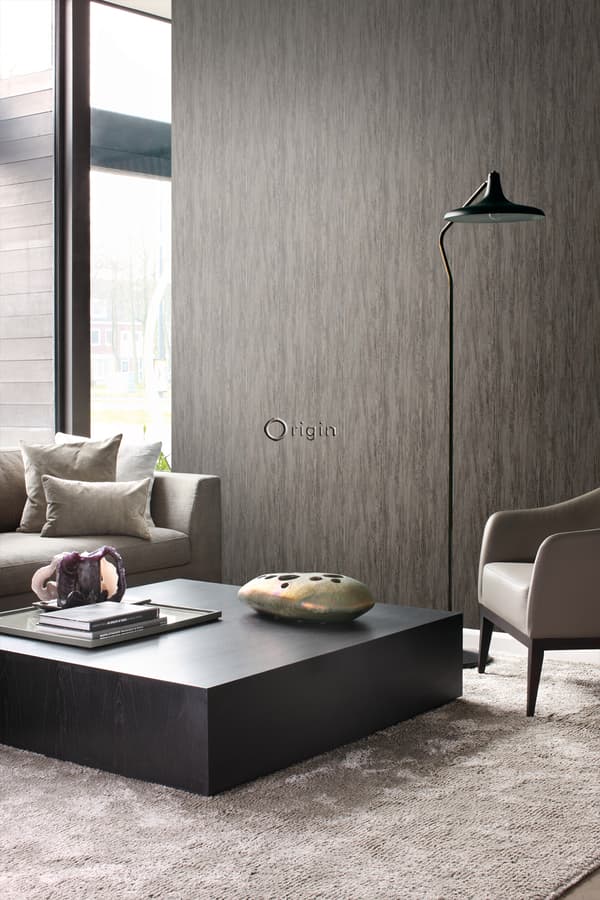 Origin Wallcoverings tapet træeffekt mørkt mudvarpegråt 53 cm x 10,05 m