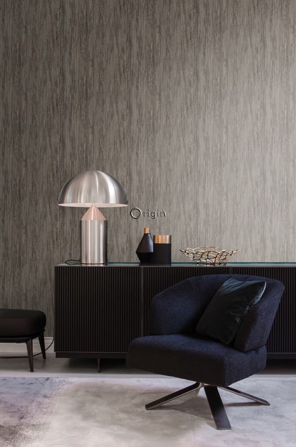 Origin Wallcoverings tapet træeffekt mørkt mudvarpegråt 53 cm x 10,05 m