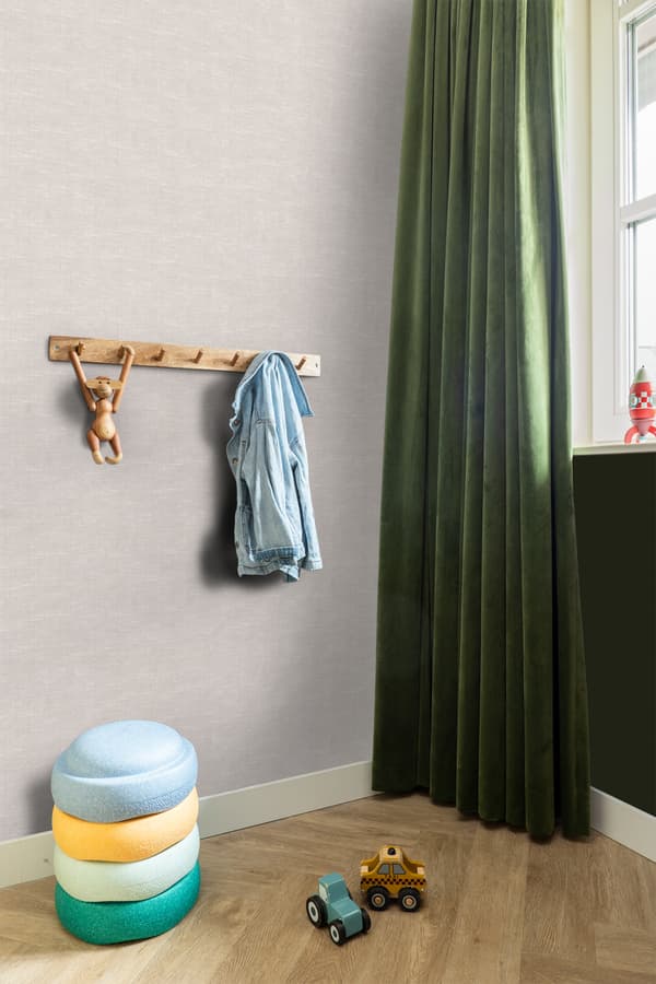 ESTAhome tapet enfärgad med linnetextilstruktur gråbrunt 53 cm x 10,05 m