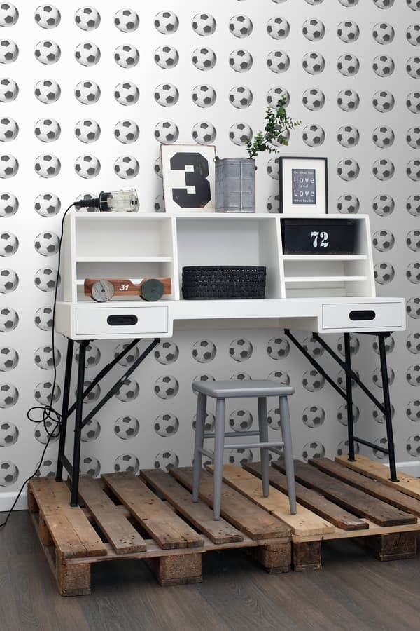 ESTAhome tapet fotbollar svart och vitt 53 cm x 10,05 m