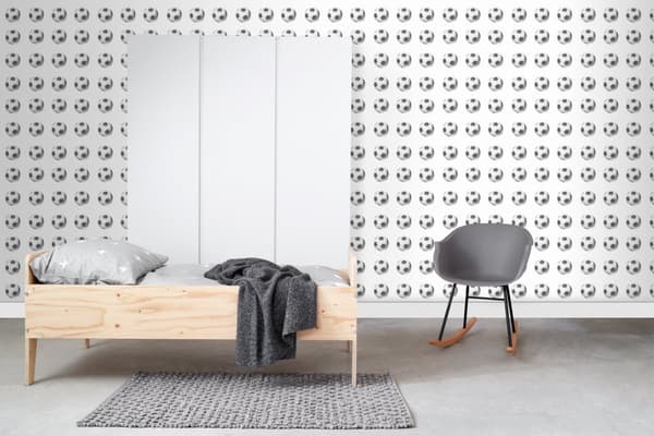 ESTAhome tapet fotbollar svart och vitt 53 cm x 10,05 m