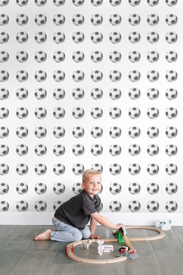 ESTAhome tapet fotbollar svart och vitt 53 cm x 10,05 m