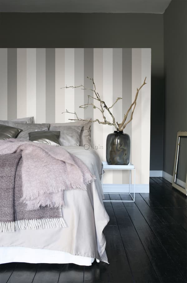 Origin Wallcoverings tapet ränder grått och mullvadsgrått 53 cm x 10,05 m