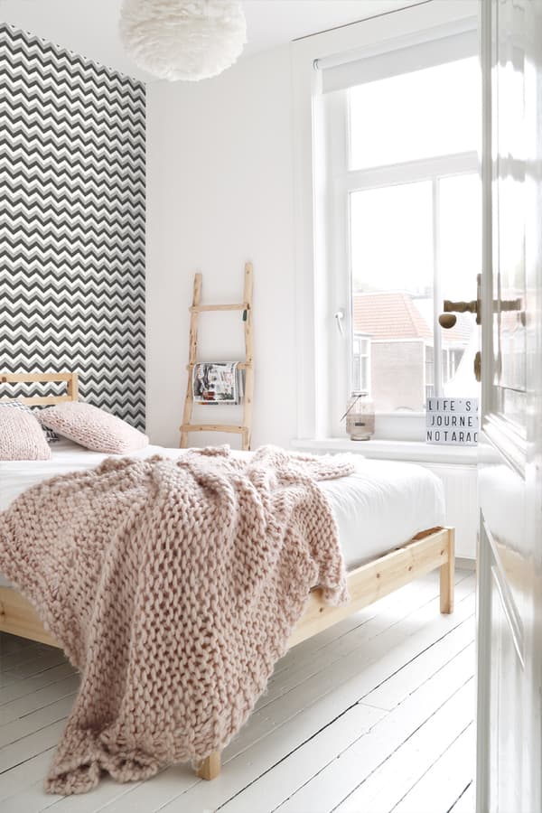 ESTAhome tapet sicksackmotiv svart och grått 53 cm x 10,05 m