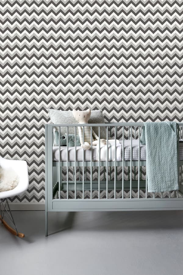 ESTAhome tapet sicksackmotiv svart och grått 53 cm x 10,05 m