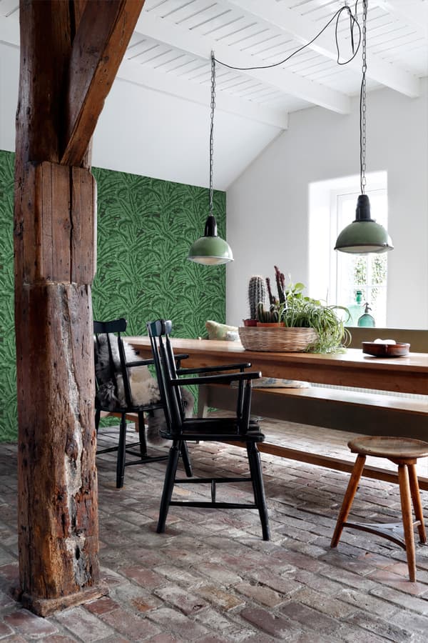 ESTAhome tapet bananblad mörkgrönt och svart - 138985 - 0,53 x 10,05 m