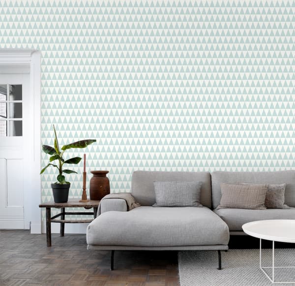 ESTAhome tapet grafiske geometriske trekanter mintgrønt og mathvidt 53 cm x 10,05 m