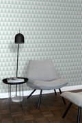 Miniatyrbillede 4 af 8: ESTAhome tapet grafiske geometriske trekanter mintgrønt og mathvidt 53 cm x 10,05 m