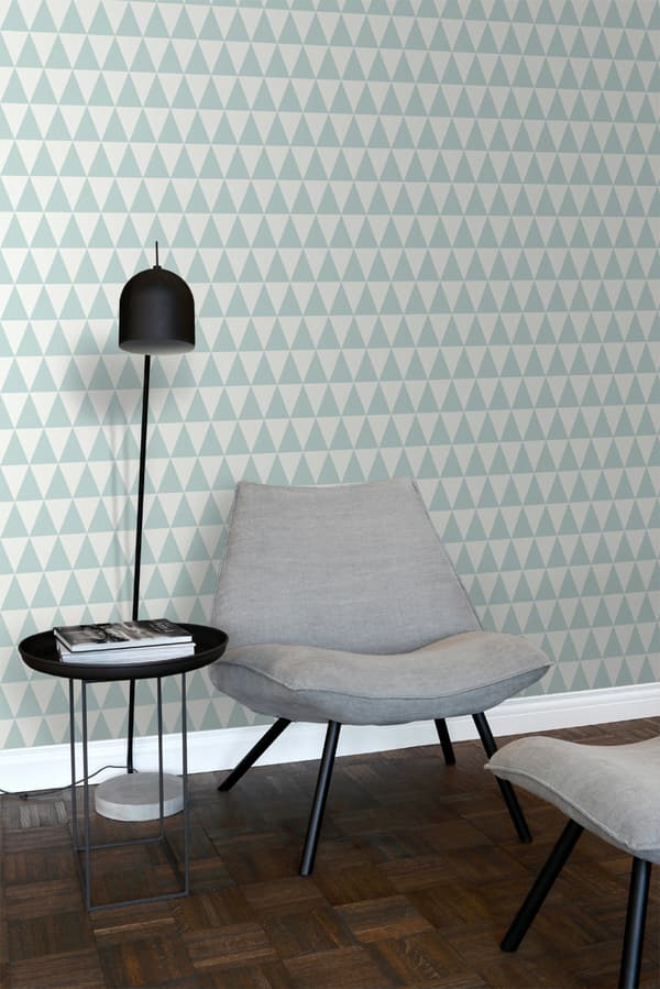 ESTAhome tapet grafiske geometriske trekanter mintgrønt og mathvidt 53 cm x 10,05 m