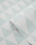 Miniatyrbillede 7 af 8: ESTAhome tapet grafiske geometriske trekanter mintgrønt og mathvidt 53 cm x 10,05 m