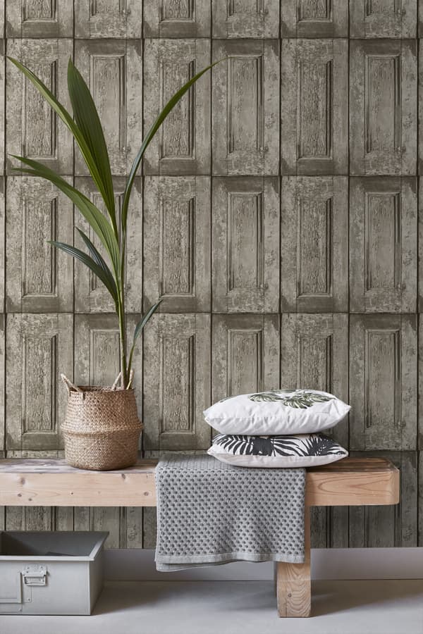 ESTAhome tapet paneldörrar mullvadsgrått 53 cm x 10,05 m