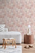 Miniatyrbild 5 av 8: ESTAhome tapet orientalisk matta med Marrakech Kelim-lapptäckesmönster persikofärgat organgerosa 53 cm x 10,05 m