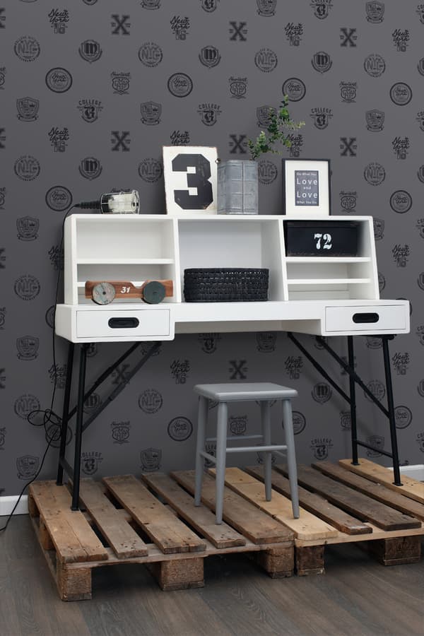 ESTAhome tapet skolemblem mörkgrått 53 cm x 10,05 m