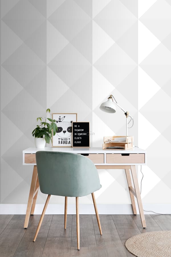 Origin Wallcoverings tapet store trekanter varmt lysegråt 53 cm x 10,05 m