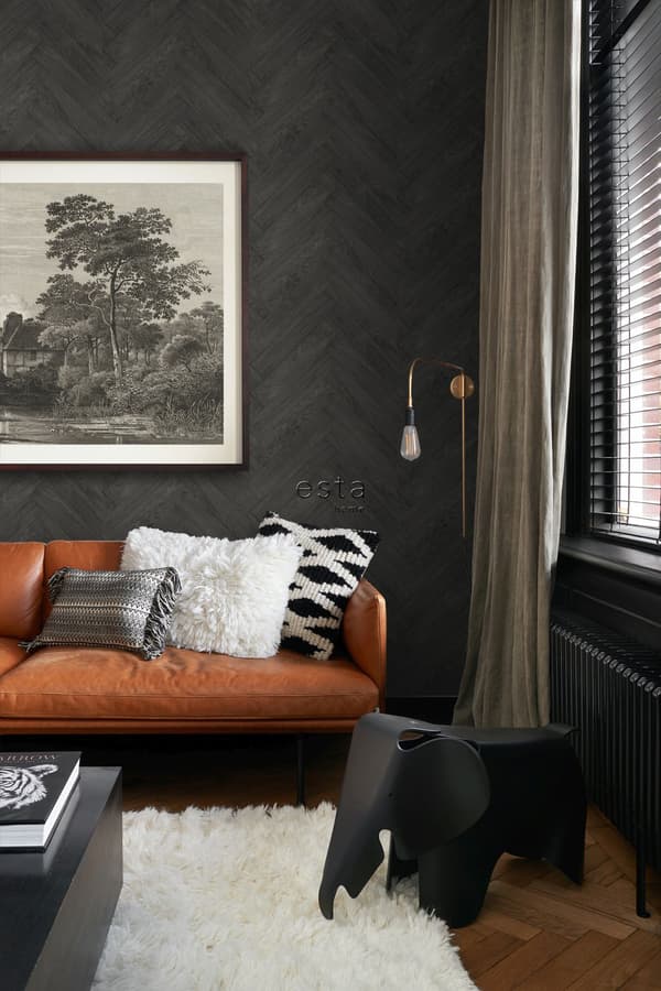 ESTAhome tapet trämotiv mörkgrått 0,53 x 10,05 m
