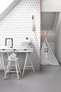 Miniatyrbild 5 av 7: ESTAhome tapet grafiska trianglar vitt och svart 0,53 x 10,05 m