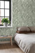 Miniatyrbild 7 av 8: ESTAhome tapet palmblad gråaktigt olivgrönt - 139006 - 0,53 x 10,05 m