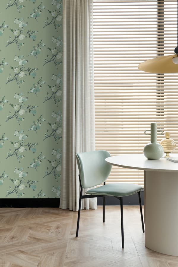 ESTAhome tapet kirsebærblomster grønt 0,53 x 10,05 m