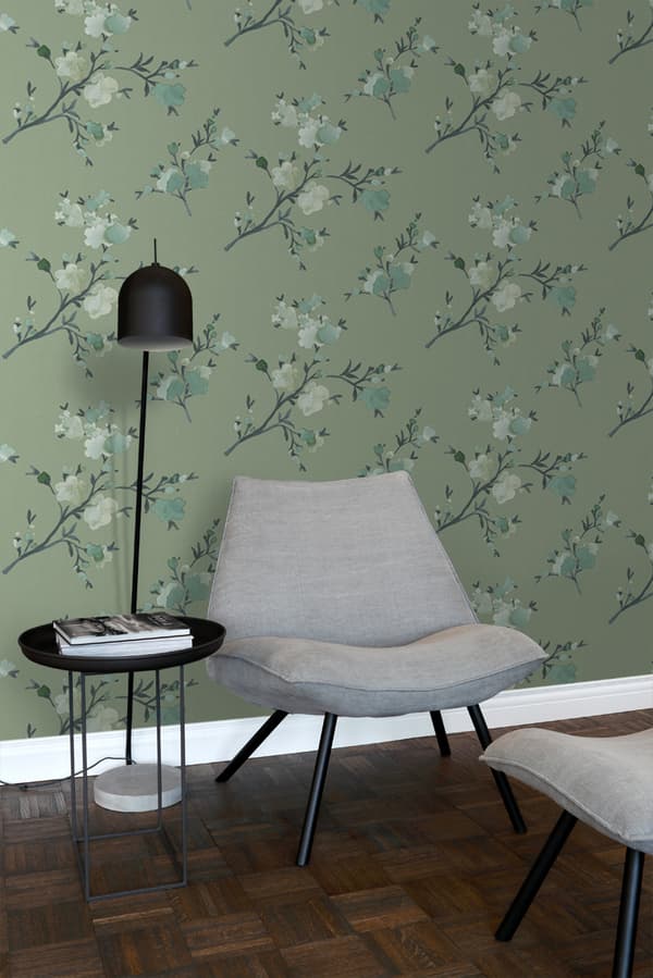 ESTAhome tapet kirsebærblomster grønt 0,53 x 10,05 m