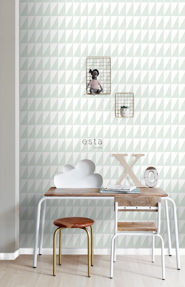 ESTAhome tapet grafiska trianglar mintgrönt 0,53 x 10,05 m