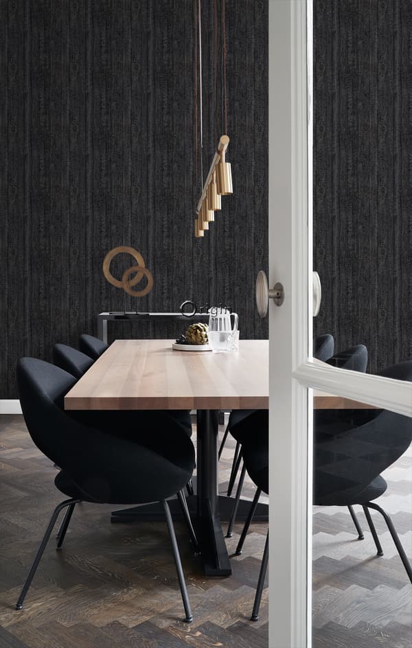 Origin Wallcoverings tapet træplanker sort 53 cm x 10,05 m