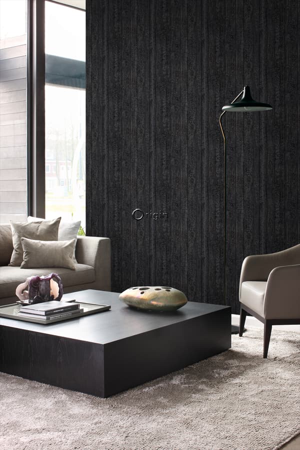 Origin Wallcoverings tapet træplanker sort 53 cm x 10,05 m