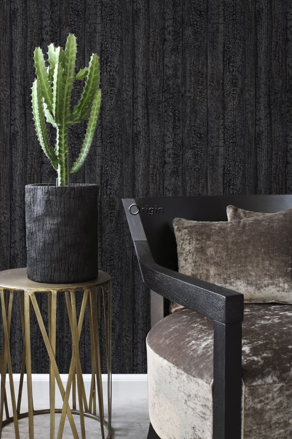 Origin Wallcoverings tapet træplanker sort 53 cm x 10,05 m